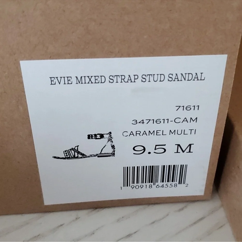 FRYE And CO Sandals Evie Mixed Strap Stud Caramel Multi Size 9.5 Fits like 10